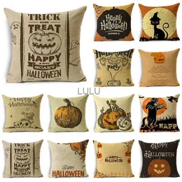 Retro Simple Halloween Pumpkin Lantern Black Cat Linen Throw Pudowcase Decorative Cushion Cover för SOFA Living Room Party HKD230825 HKD230825