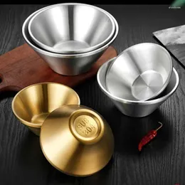 Bowls Bamboo Hat Bowl Large Double Layer 304 Stainless Steel Golden Cold Noodles Dessert Ice Soup Sand Round