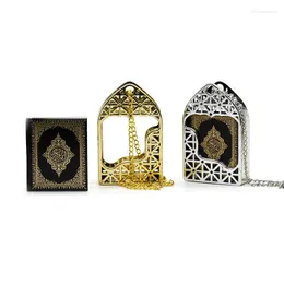 Chains 1Pc Muslim Necklace Islamic Mini Ark Quran Book Real Paper Arabic Can Read Pendant Key Chain Religious Jewelry
