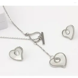 Necklace Earrings Set OUFEI Heart-shaped Simple Stainless Steel Jewelry For Women Love Pendant Fashion Accessories 2023