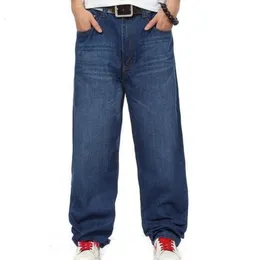 Męskie dżinsy moda worka Man ciemnoniebieski kolor Hiphop luźne deskorolki mężczyźni duży rozmiar 3046 Pantalones Botton spodni 230825