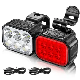 Bike Lights Bike Light Q6 LED Bicycle Front Rear lights USB Charge Headlight Cycling Taillight Bicycle Lantern Bike Accessories Lamps 230824