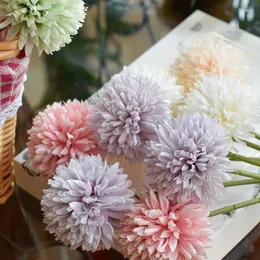 Flores decorativas flor simulada único dente de leão jacinto bola crisântemo decoração de casamento em casa vaso de mesa rosa