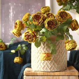 Dekorativa blommor simulering singel stam Royal Fake Rose Home vardagsrum matbord dekoration el bröllop ceremoni layout konstgjord