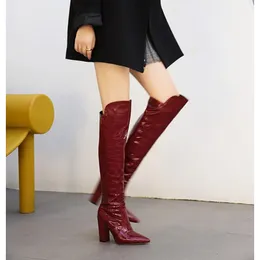 Boot's Boots Autumn and Winter Fashion Style Sexy Modern OvertheKnee Pointed Toe Platform high 10cm plus size 3448 230824