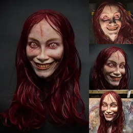 Imprezy maski przerażające zło martwe rise demon maska ​​cosplay horror krwawy widok twarz demon czaszka lateks halloween karnawałowy kostium Prop 230824