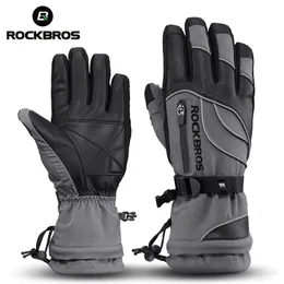 Luvas de ciclismo ROCKBROS Luvas de bicicleta de inverno Térmica à prova d'água à prova de vento Mtb Luvas de bicicleta Esqui Caminhadas Snowmobile Motocicleta Luva de ciclismo 230825