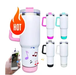 40oz تسامي مكبر صوت Tumbler Bluetooth Cup Tumbler Cup 5Coloful Audio Stainless Steel Bottom