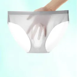 Capris YouPin 3st 3D Sexiga herrar underkläder Ice Silk Men Border Sexiga Shorts Calzoncillos Hombre Transparent U konvexa ultratin trosor