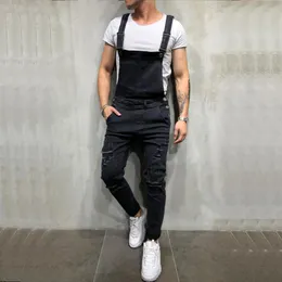 Yfashion Männer Distressed Denim Hosen Herren Carpenter Overalls Bib Overalls Moto Biker Jean Hosen Jeans Homme Mode Streetwear258J