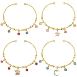 バングルZhukou Candy Charms Brocelet for Women Gold Color Romantic Round Banghles Kidnday Gifts Man Jewelry VL338