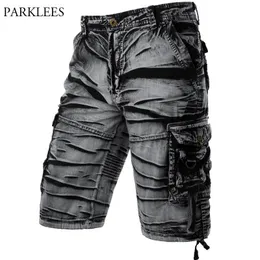 Męskie szorty szare szorty z ładunkiem maskowym męskie bawełniane męskie spodnie wygodne bermudy męskie Maskulina Relaksed Fit Multi-Pocket Pantalon Corto Hombre 230824