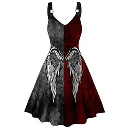 Sexy Halloween Print Kleider Damen Elegante Ärmellose Frauen Kleid Gothic Robe Femme y2k Party Kleid Frau Kleidung Vestidos HKD230825