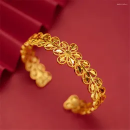 Bangle 24K złota Banles dla kobiet Otwarta bransoletka Pulseira Femme Wedding Bridal Jewelry Akcesoria Party Prezenty Bijoux