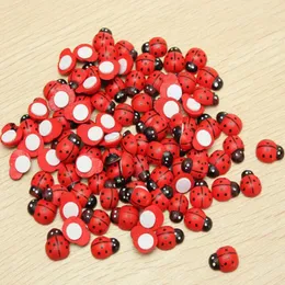 Decorative Objects Figurines Cute Red Ladybug 1000Pcs Wooden Ladybird Wall Sticker Children Kids Painted Adhesive Fridge Magnet DIY Craft Home Decorations 230824