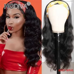 Head Band Wig% 100 İnsan Saç Eşarp Peruk Remy Brezilya Düz Vücut Afrikalı Amerikalı Kadınlar İçin Kıvırcık