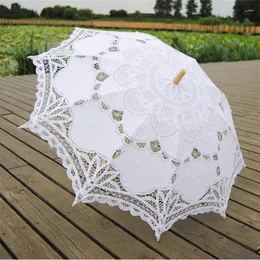 Umbrellas White Ivory Wedding Umbrella Lace Sun Cloud Parasol Embroidery Bride Ombrelle Dentelle Parapluie Mariage Decor