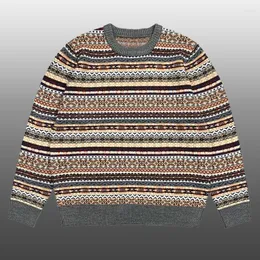 Suéter masculino de alta qualidade americano jacquard malhas estilo étnico pulôver suéter homens o-pescoço herren ropa de hombre