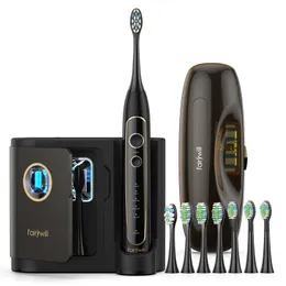 Toothbrush Fairywill Electric Toothbrush Ultra-Sonic Power Whitening Toothbrush with 5 Modes Wireless Charging Smart Timer 8 Brush Heads 230824