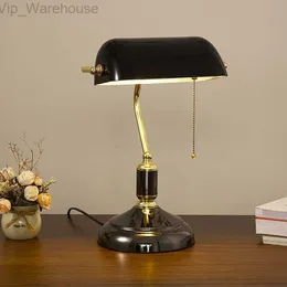 Bank Tischlampe im europäischen Stil, Glaslampe, Retro-Büro-Schreibtischlampe, antikes Kupfer, Wohnzimmer, Schlafzimmer, dekorative Nachttischlampe, HKD230824