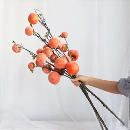 Faux Floral Greenery Artificial Persimmon Fruit Tree Branches Simulation Berry for Home Office Decoration Orange Wedding Pography Garden Disp 230824