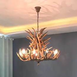 Chandeliers Pendant Lights American Country antler chandelier s 램프 리빙 레스토랑 바 지중해 산업 수지 사슴 혼 수프