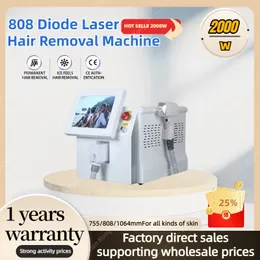 Neue 808 nm schmerzlose Diodenlaser-Haarentfernungsmaschine 808 755 1064 Hautverjüngung schnell für alle Hautfarben 20 Millionen Schüsse