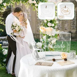 Other Event Party Supplies Acrylic Wedding Card Box With Lock Thank You Sign Transparent Money Gift Envelop Collection for y230824