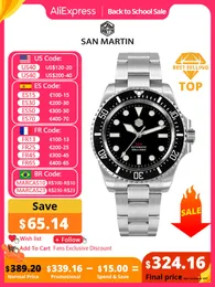 Armbanduhren San Martin 40mm GR5 Luxus Männer Taucheruhr Helium Gerät Automatische mechanische Uhren Saphir BGW-9 Wasserdicht 300m 230824