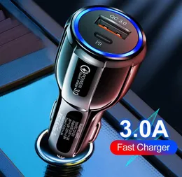 Dual Port PD 20W QC3.0 Quick Charger 3.1A USB Type C Fast Car Charger PD20W Cellphone Adapter For Apple iPhone 15 14 13 12 11 Pro Max Smart Phone with OPP bag NEW