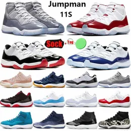 مع صندوق Jumpman 11 أحذية كرة السلة للرجال نساء 11s Cherry DMP Cool Gray 25th Anniversary Red Cement Gray Concord Mens Mens Shole Sneakers