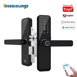 ZEMISMART TUYA ZIGBEE SMART ELECTRICAL DOOR LOCK ALEXA VOICEコントロール指紋パスワードキーICカードホテルアパートのロック解除HKD230825