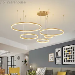 Modern Led Ring Ceiling Chandeliers Lamp for Living Dining Room Bedroom Study Loft Ultra Bright Dimmable Pendant Hanghing Lights HKD230825