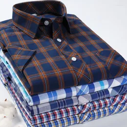Men's Casual Shirts Cotton For Men Thin Short Sleeve Striped Check Shirt Summer Male Office Business Dress Plus Size S-8XL