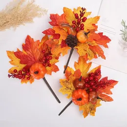 Fiori decorativi 3 pezzi zucca pino pigna agrifoglio fai da te ringraziamento decorazione di Halloween ghirlanda decorazioni accessori artigianali parti