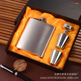 Flachmänner Großhandel Edelstahl Weinkrug Set Tragbare Herren Handgepäckflasche 7 Unzen High-End-Geschenkbox Ware Vorhaut