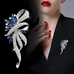 Brooches Fashion Crystal Brooch For Women Elegant Bauhinia Blue Purple Zircon Rhinestone Lapel Pin Corsage Wedding Jewelry