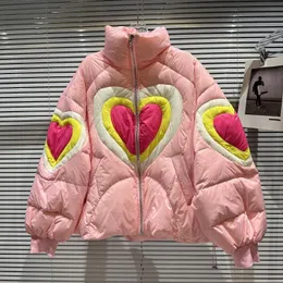 Women's Jackets HighEnd Sweet Colorful Heart Printing White Duck Down Jacket Female Loose Thick Warm Pink Down Coat Winter Coat Women 230824