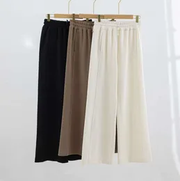 Lu LuYoga Pants Ribbed Soft Mid-rise Pants Autumn Winter Loose and Casual Mid Waist Drawstring Pants Air Layer Straight Leg Trousers with Pockets High quality