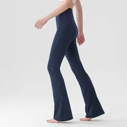Lu No Awkwardness Thread Hohe Taille Hip Lift Breite Beine Schlankes Aussehen Tragen von Micro Horn Yogahosen für Frauen