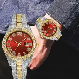Armbanduhren Business Top Marke Lced Out Männer Uhr Voller Diamant Uhr Kalender Römische Digitale Wasserdichte Hip Hop Männlich Quarz Geschenk