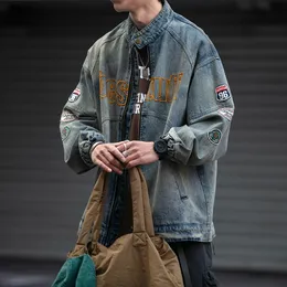 argue　baseball denim wide shirt jacket DHgate.com:Mens Denim Jacket, Vintage Embroidered Varsity
