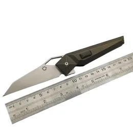 Cuchillo plegable SixLeaf de 7,95 pulgadas con hoja de 154 CM, mango de titanio TC4, herramienta EDC con aleta de apertura rápida para exteriores, SL-04-Bronze