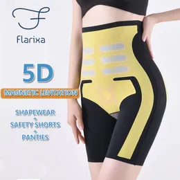 Bel karın şekillendiricisi Flarixa 5d Levitasyon Yüksek Kalça Kaldırma Kadınları Shapewear Şortları İnce İnce Uygun Yoga Boxer Sakinsiz Düz Göbek Güvenlik Pantolon M2XL 230825