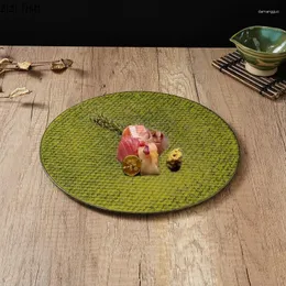 プレートグリーンセラミックディナープレート寿司ウエスタンステーキサーシミディスクデザートディムサム料理フルーツボウルサラダトレイ