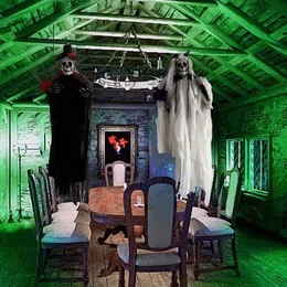 Inne imprezy imprezy 90 cm Halloween wisząca czaszka czarna biała rattan wieniec nawiedzony dom horror impreza halloween dekoracja dom na świeżym powietrzu 230824