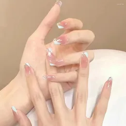 Falsche Nägel 24 stücke Französisch Erröten Einfache Weiße Kante Gefälschte Für Frauen Und Mädchen Salon Finger Zehen DIY Maniküre SAL99