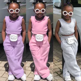 Детские девочки для одежды Лето INS Kids Designer Setts Sportwear Casual без рукавов майки и свободные брюки Два пьесы для детей малыша 1-8Y