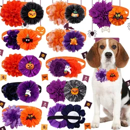 Cat Comple 2050pcs Halloween Dog Bowtie Pumpkin Ghost Skull Small Bow Tie Collar for Dogs Pets Grooming Supplies Accessories 230825