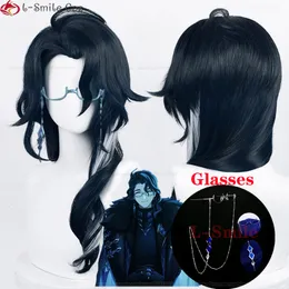 코스프레 가발 게임 젠신 충격 Fatui Cosplay Pantalone Cosplay Wig Recorator Pantalone 55cm 긴 내열성 합성 헤어 파티 가발 230824